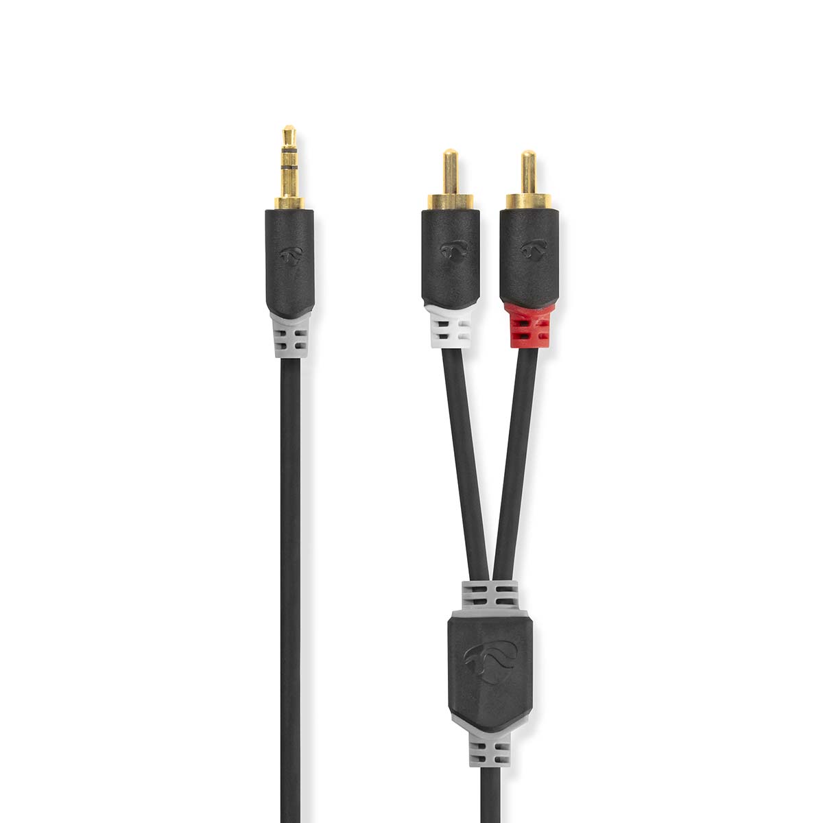 Stereo audiokabel | 3,5 mm male - 2x RCA male | 5,0 m | Antraciet afbeelding