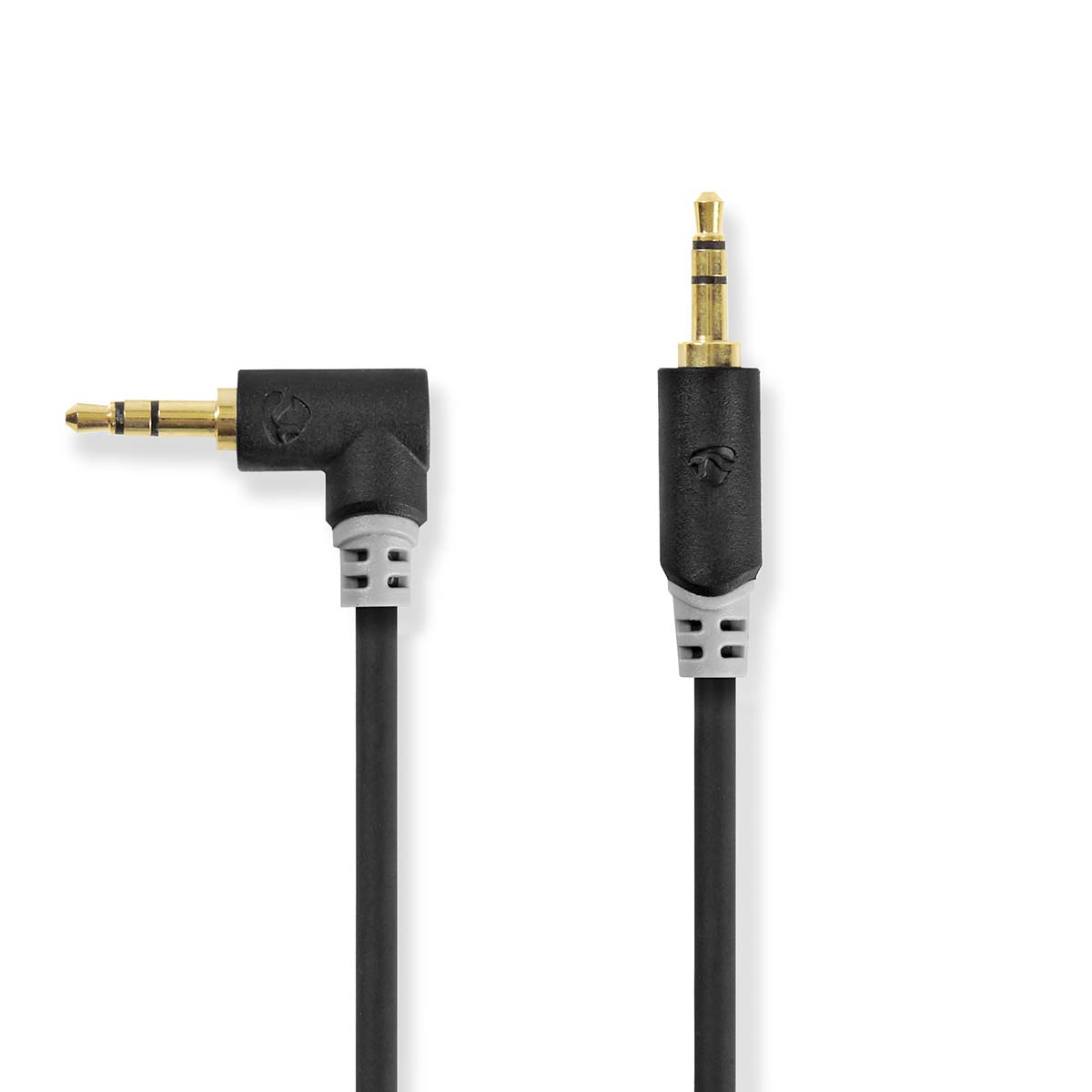 Stereo audiokabel | 3,5 mm male - 3,5 mm male haaks | 0,5 m | Antraciet afbeelding