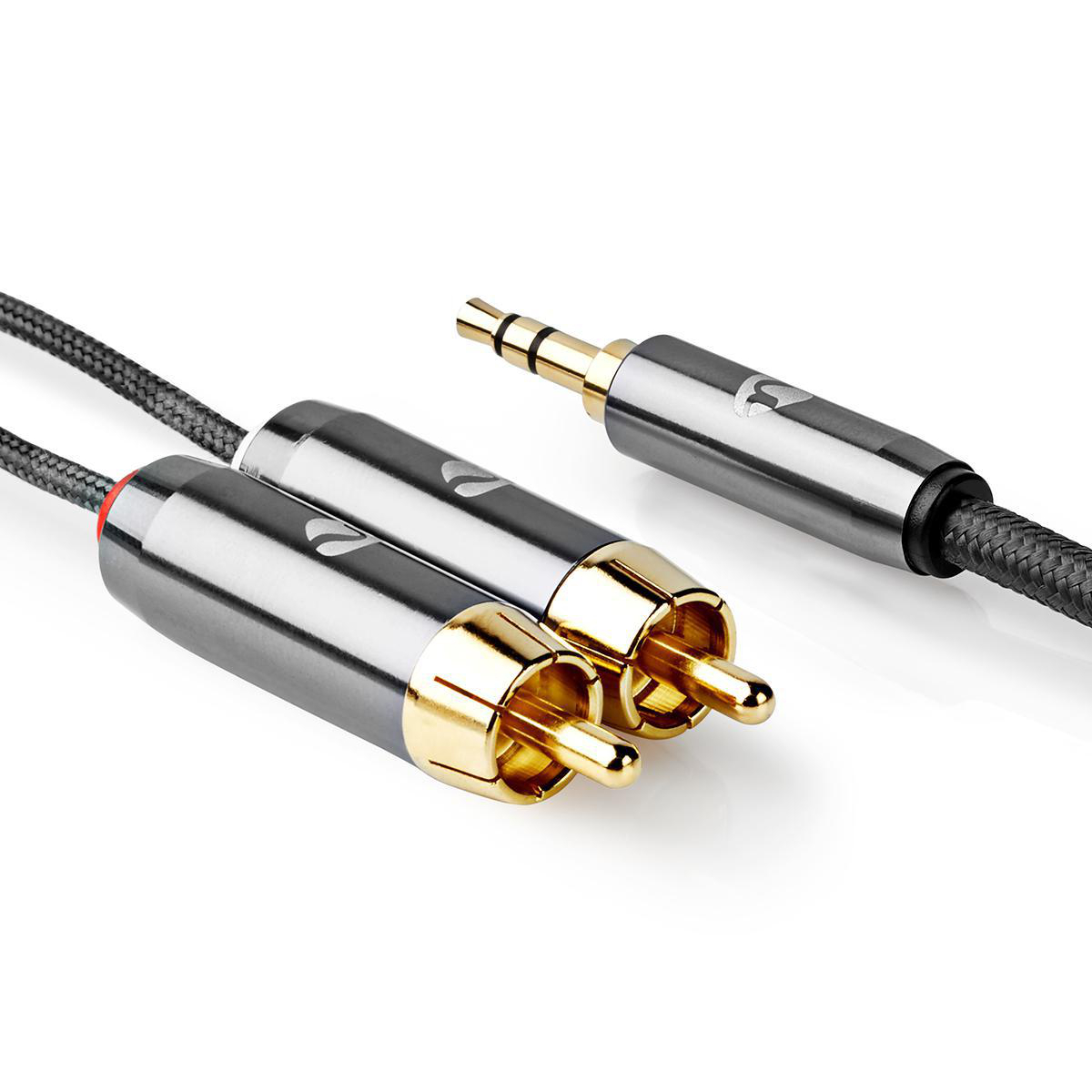 Stereo-Audiokabel | 3,5 mm Male - 2x RCA Male | Gun Metal Grey | Gevlochten kabel - Afbeelding 5