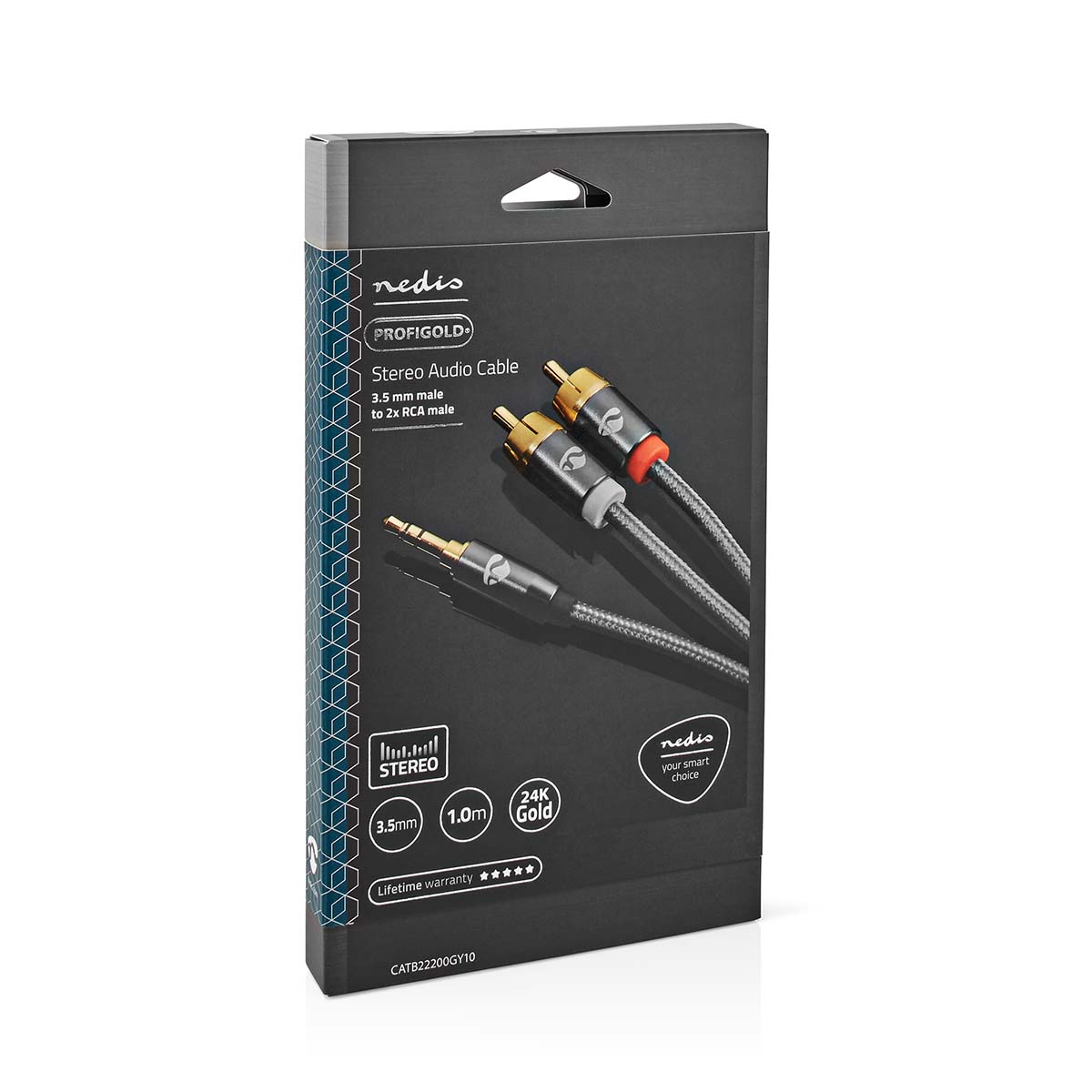 Stereo-Audiokabel | 3,5 mm Male - 2x RCA Male | Gun Metal Grey | Gevlochten kabel - Afbeelding 10