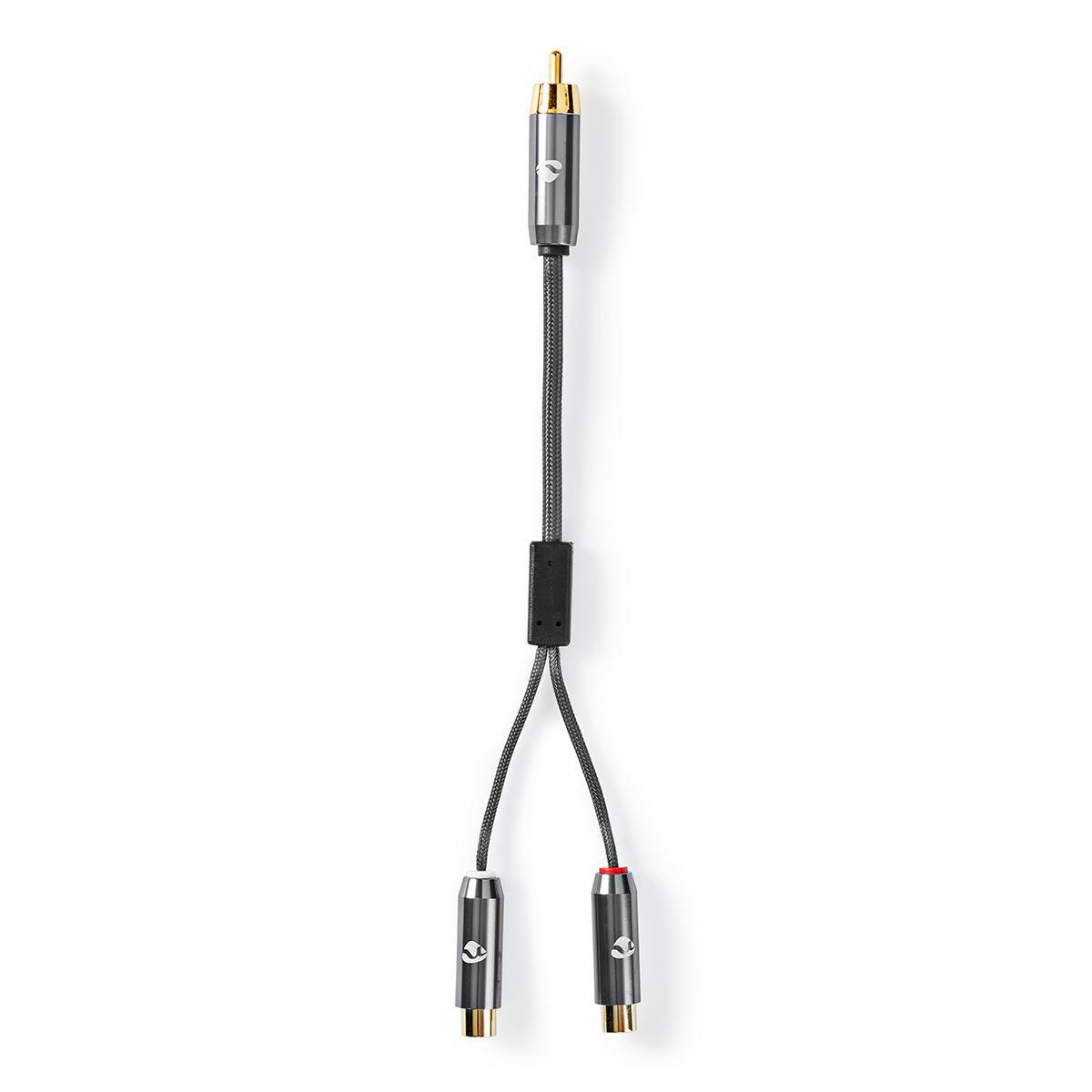 Stereo-Audiokabel | RCA Male - 2x RCA Female | Gun Metal Grey | Gevlochten kabel afbeelding