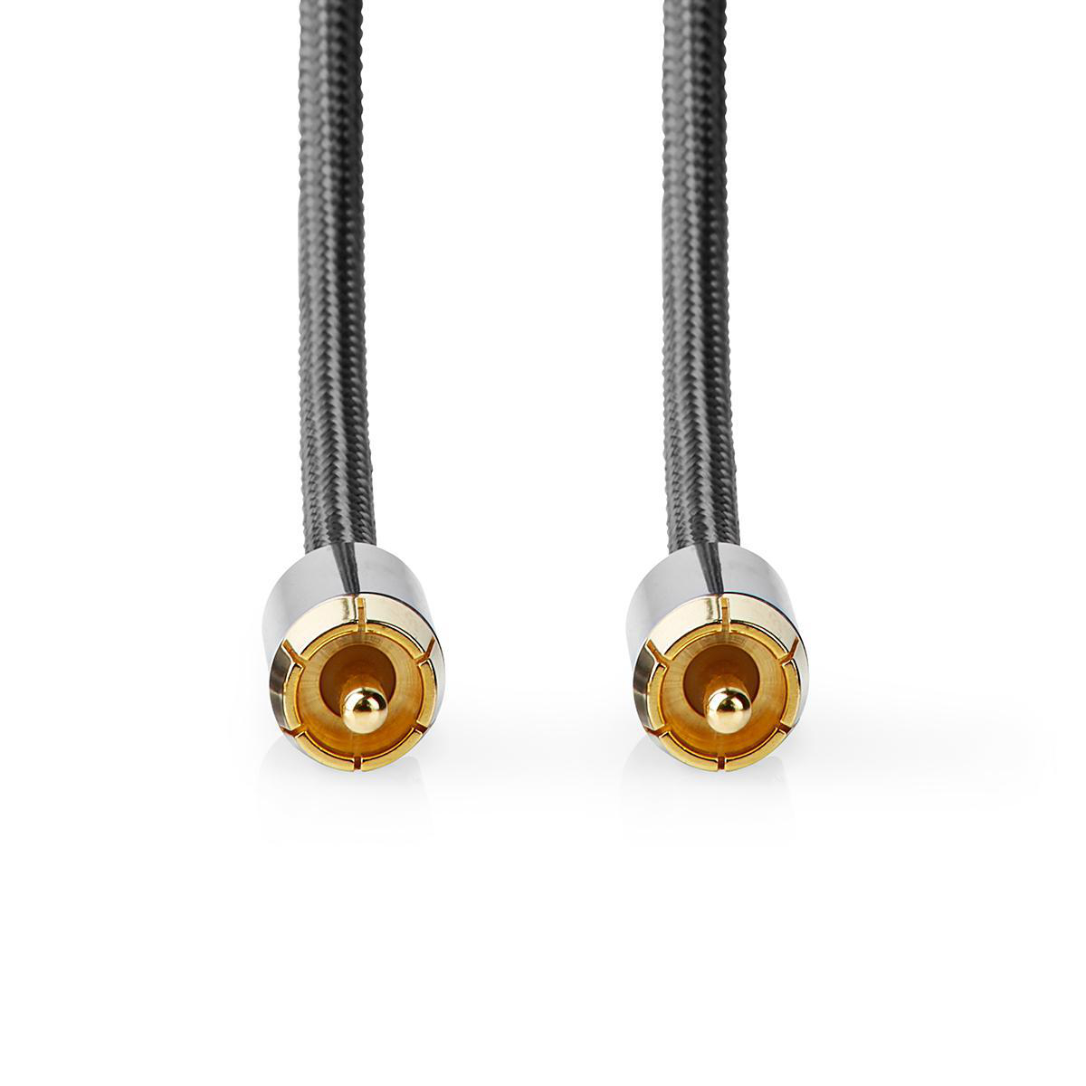 Subwooferkabel | RCA Male - RCA Male | Gun Metal Grey | Gevlochten kabel - Afbeelding 2