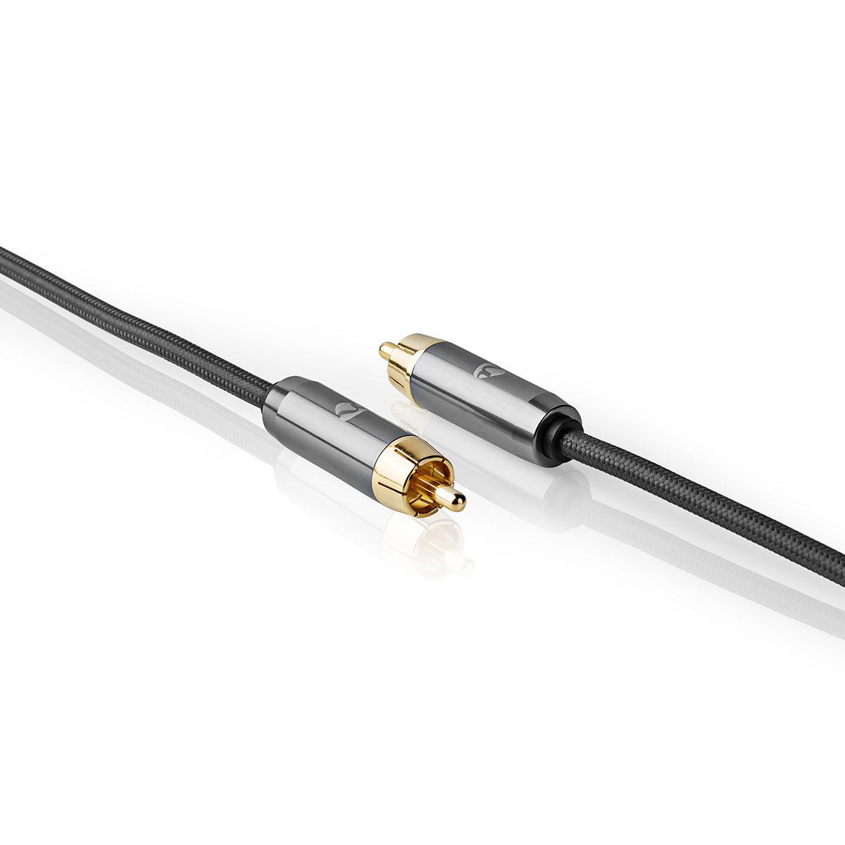 Subwooferkabel | RCA Male - RCA Male | Gun Metal Grey | Gevlochten kabel - Afbeelding 4