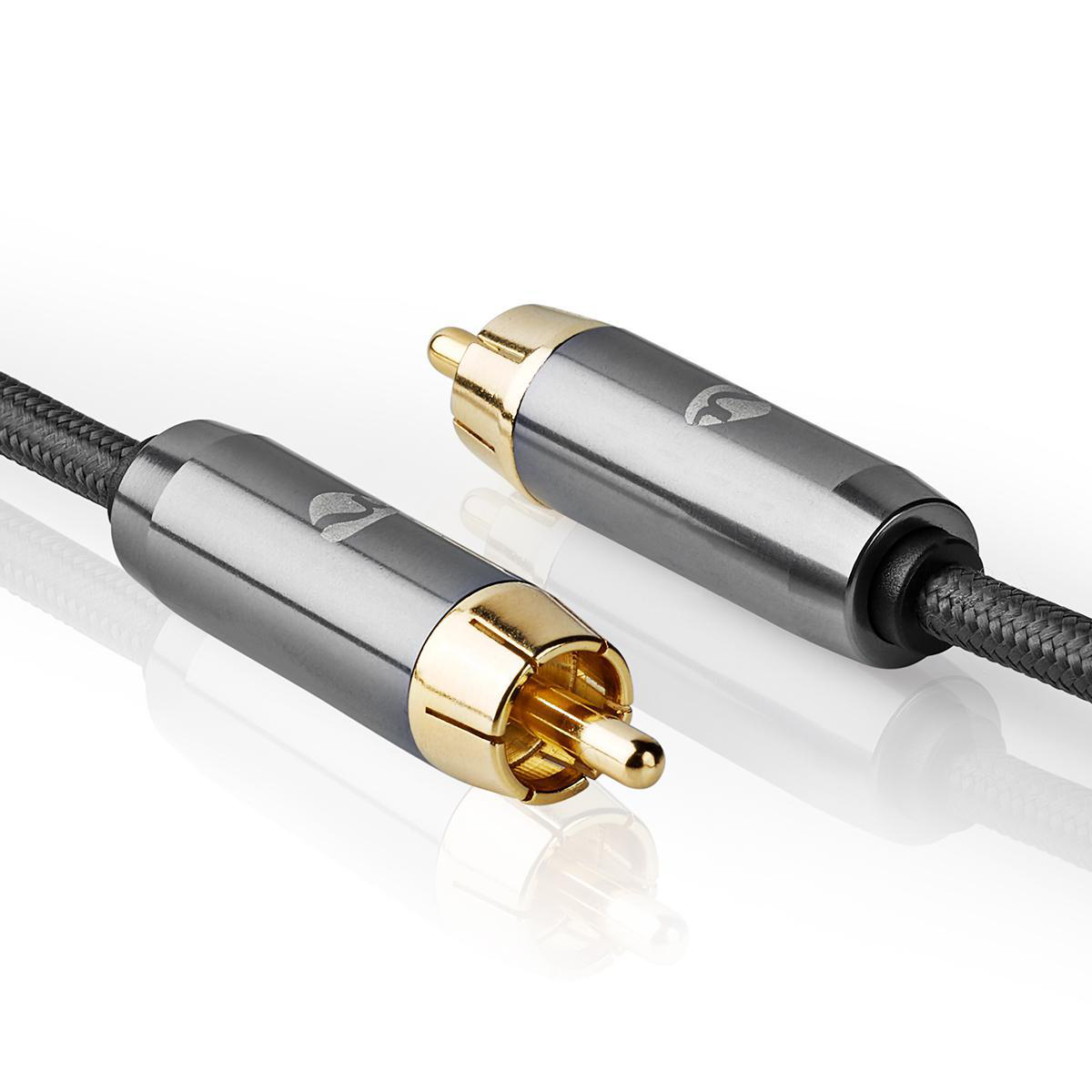 Subwooferkabel | RCA Male - RCA Male | Gun Metal Grey | Gevlochten kabel - Afbeelding 5