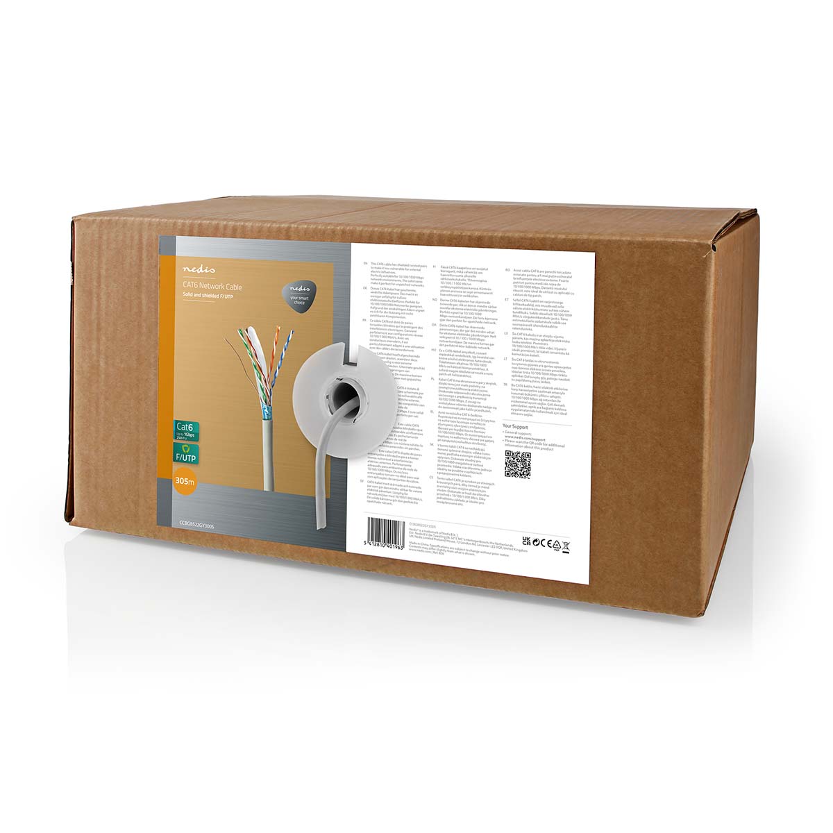 Netwerk Kabel Rol | CAT6 | Solid | F/UTP | CCA | 305.0 m | Binnenshuis | Rond | PVC | Grijs - Afbeelding 2