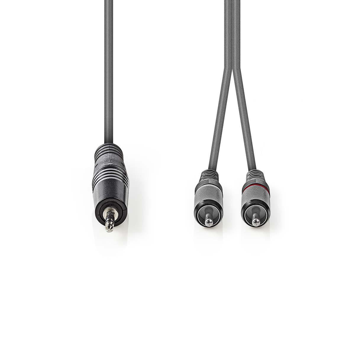 Stereo audiokabel | 3,5 mm male - 2x RCA male | 1,5 m | Grijs - Afbeelding 2