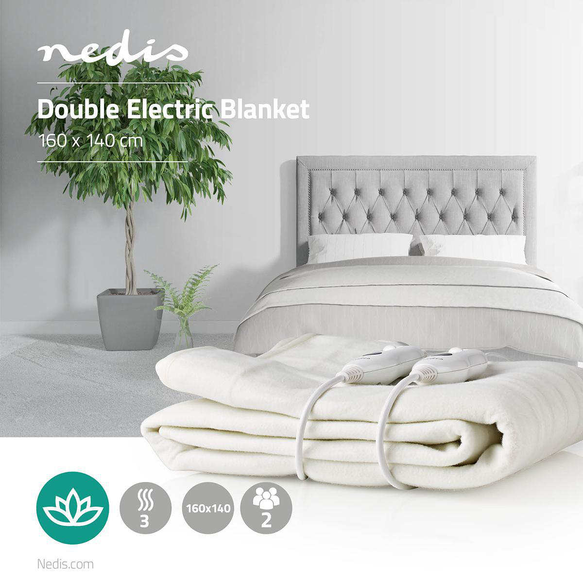 Dubbele Elektrische Deken | 140 x 160 cm | 3 Verwarmingsstanden | Indicatorlampje | Beveiliging tegen Oververhitting - Afbeelding 2
