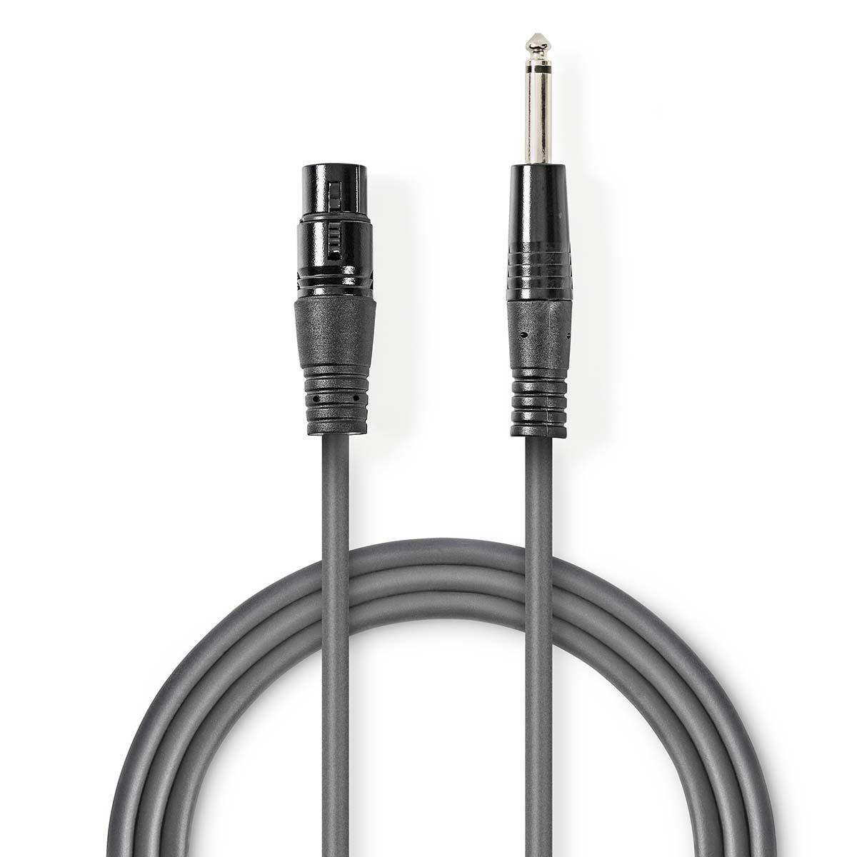 Ongebalanceerde XLR-Audiokabel | XLR 3-pins female - 6,35 mm male | 3,0 m | Grijs