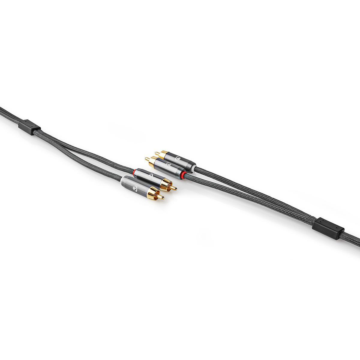 Stereo-Audiokabel | 2x RCA Male - 2x RCA Male | Gun Metal Grey | Gevlochten kabel - Afbeelding 5
