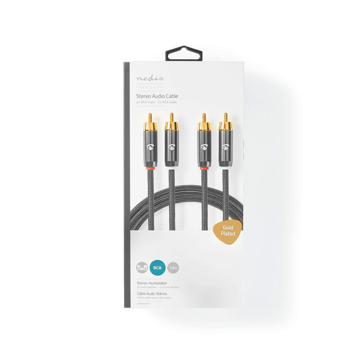 Stereo-Audiokabel | 2x RCA Male - 2x RCA Male | Gun Metal Grey | Gevlochten kabel - Afbeelding 7