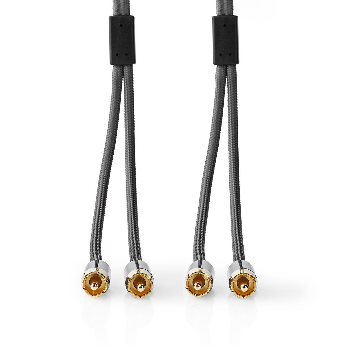 Stereo-Audiokabel | 2x RCA Male - 2x RCA Male | Gun Metal Grey | Gevlochten kabel - Afbeelding 2