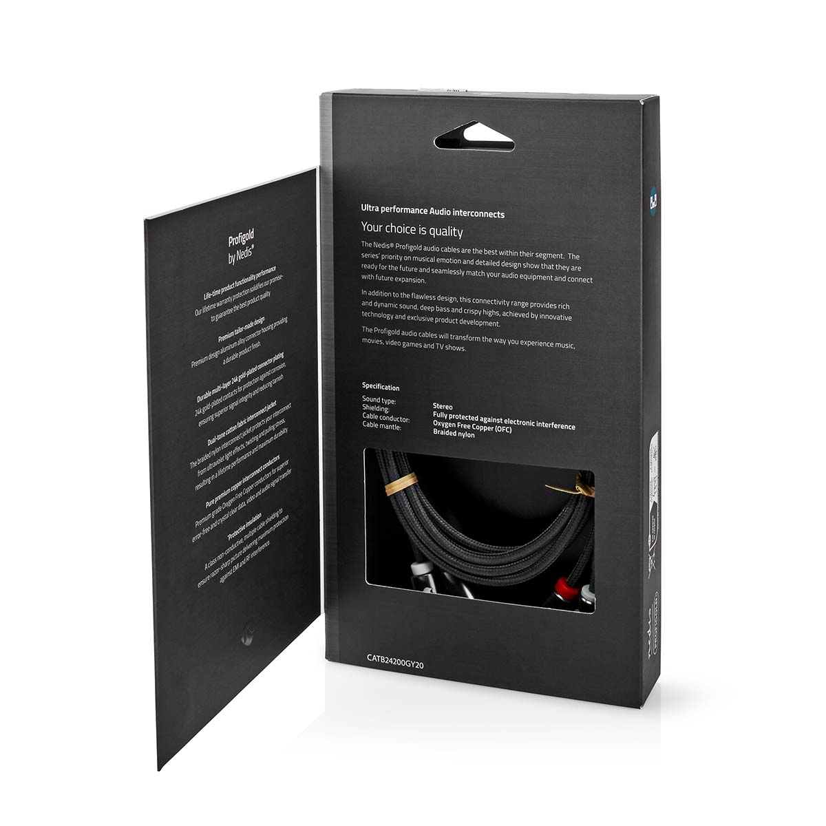 Stereo-Audiokabel | 2x RCA Male - 2x RCA Male | Gun Metal Grey | Gevlochten kabel - Afbeelding 10