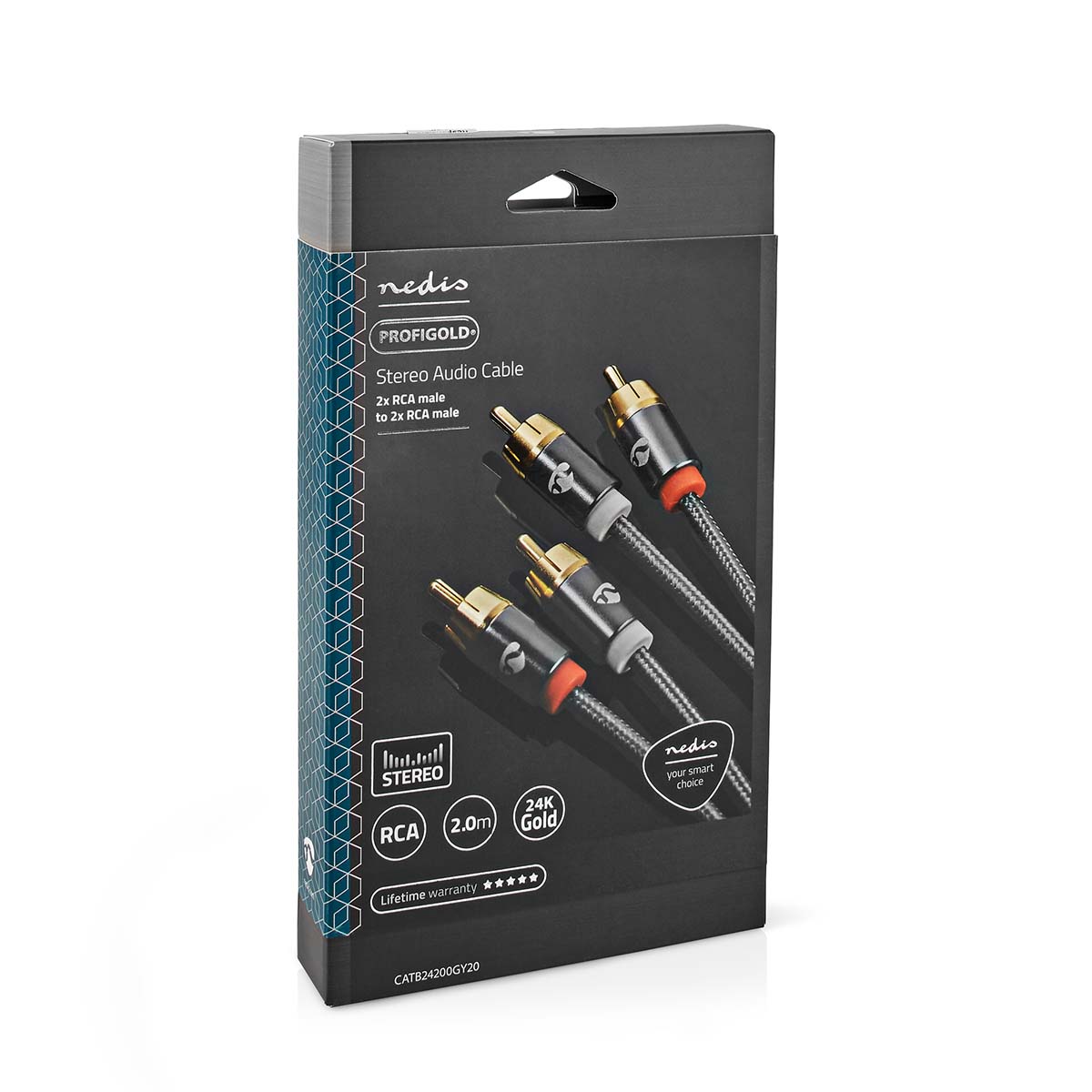 Stereo-Audiokabel | 2x RCA Male - 2x RCA Male | Gun Metal Grey | Gevlochten kabel - Afbeelding 11