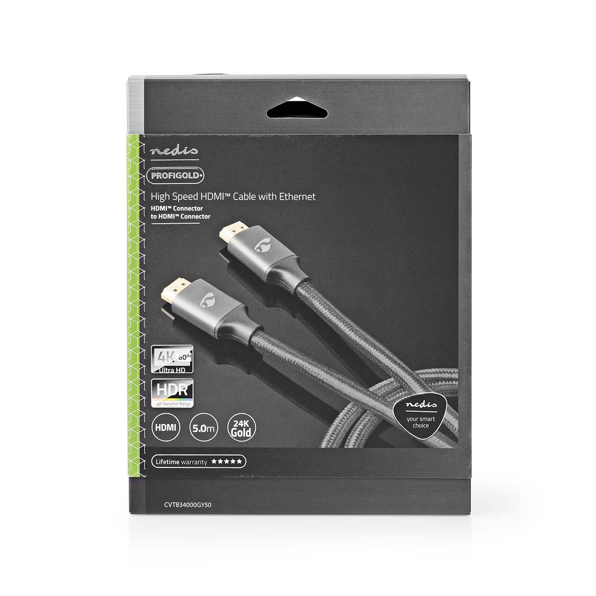 High Speed HDMI-kabel met Ethernet | HDMI-Connector - HDMI-Connector | Gun Metal Grey | Gevlochten Kabel - Afbeelding 5