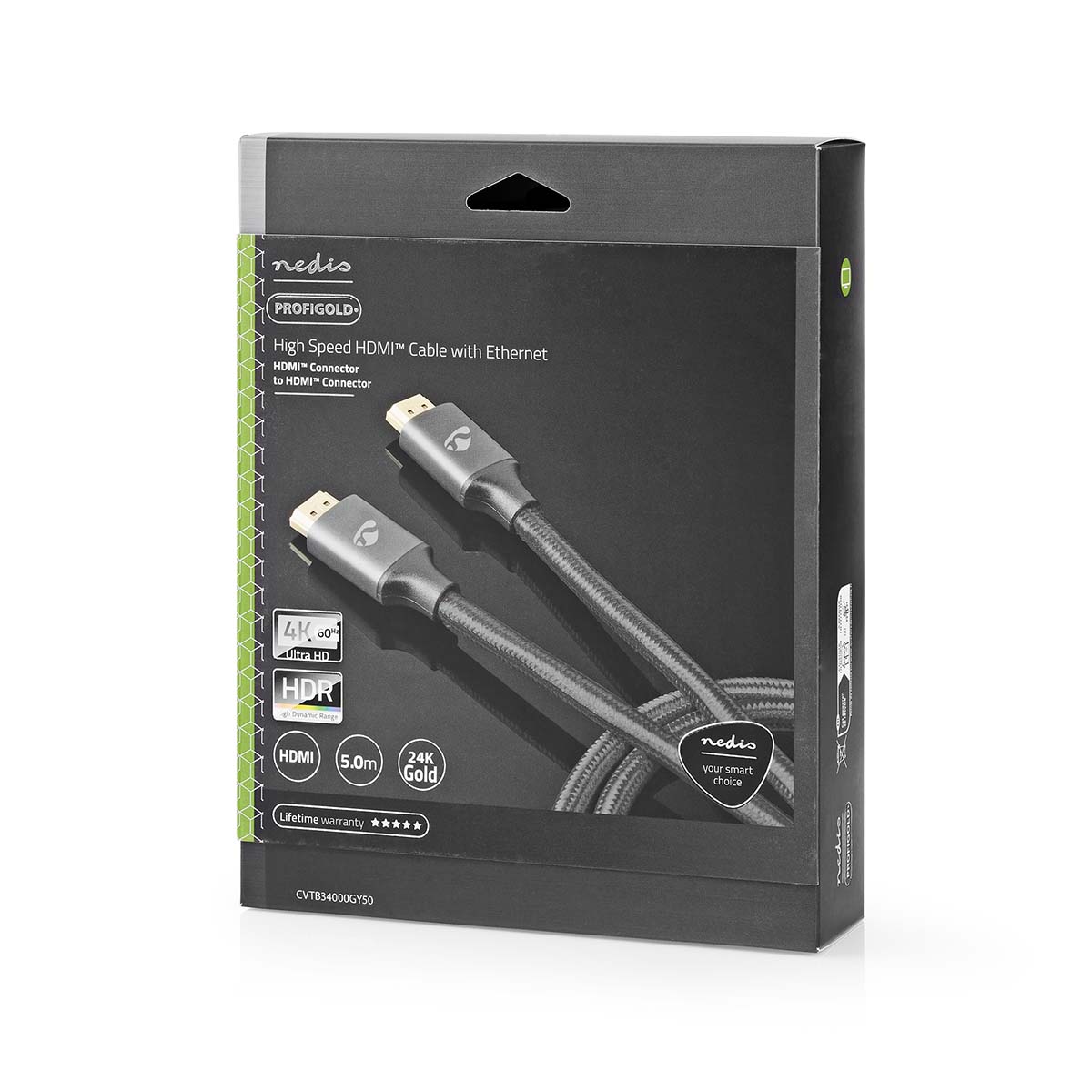 High Speed HDMI-kabel met Ethernet | HDMI-Connector - HDMI-Connector | Gun Metal Grey | Gevlochten Kabel - Afbeelding 6