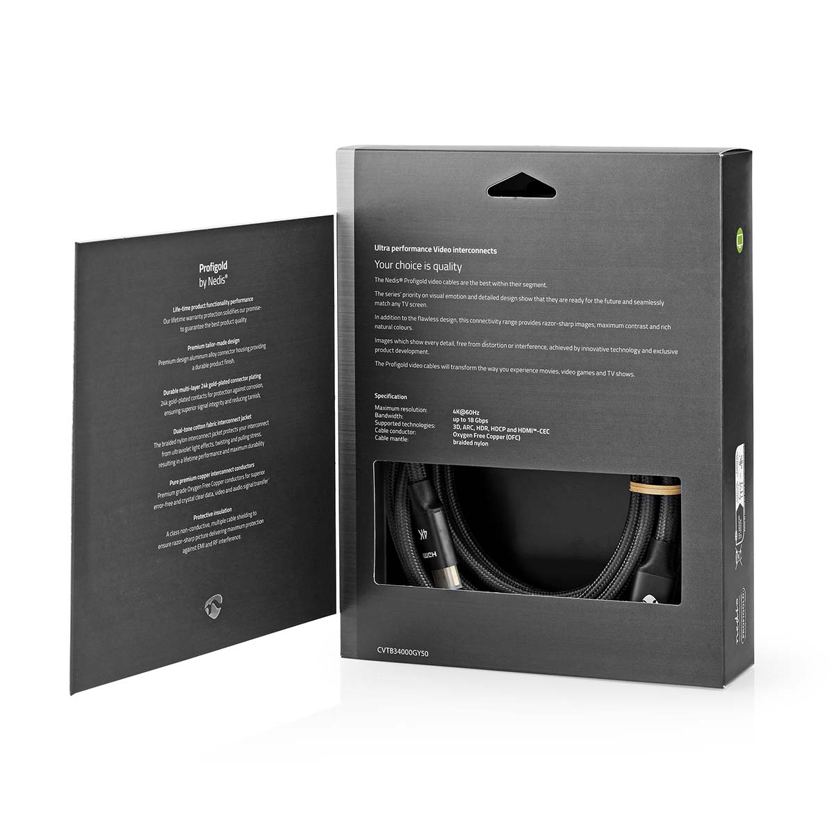 High Speed HDMI-kabel met Ethernet | HDMI-Connector - HDMI-Connector | Gun Metal Grey | Gevlochten Kabel - Afbeelding 7