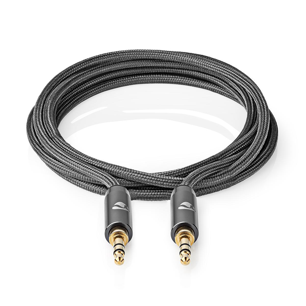 Stereo-Audiokabel | 3,5 mm Male - 3,5 mm Male | Gun Metal Grey | Gevlochten kabel - Afbeelding 3