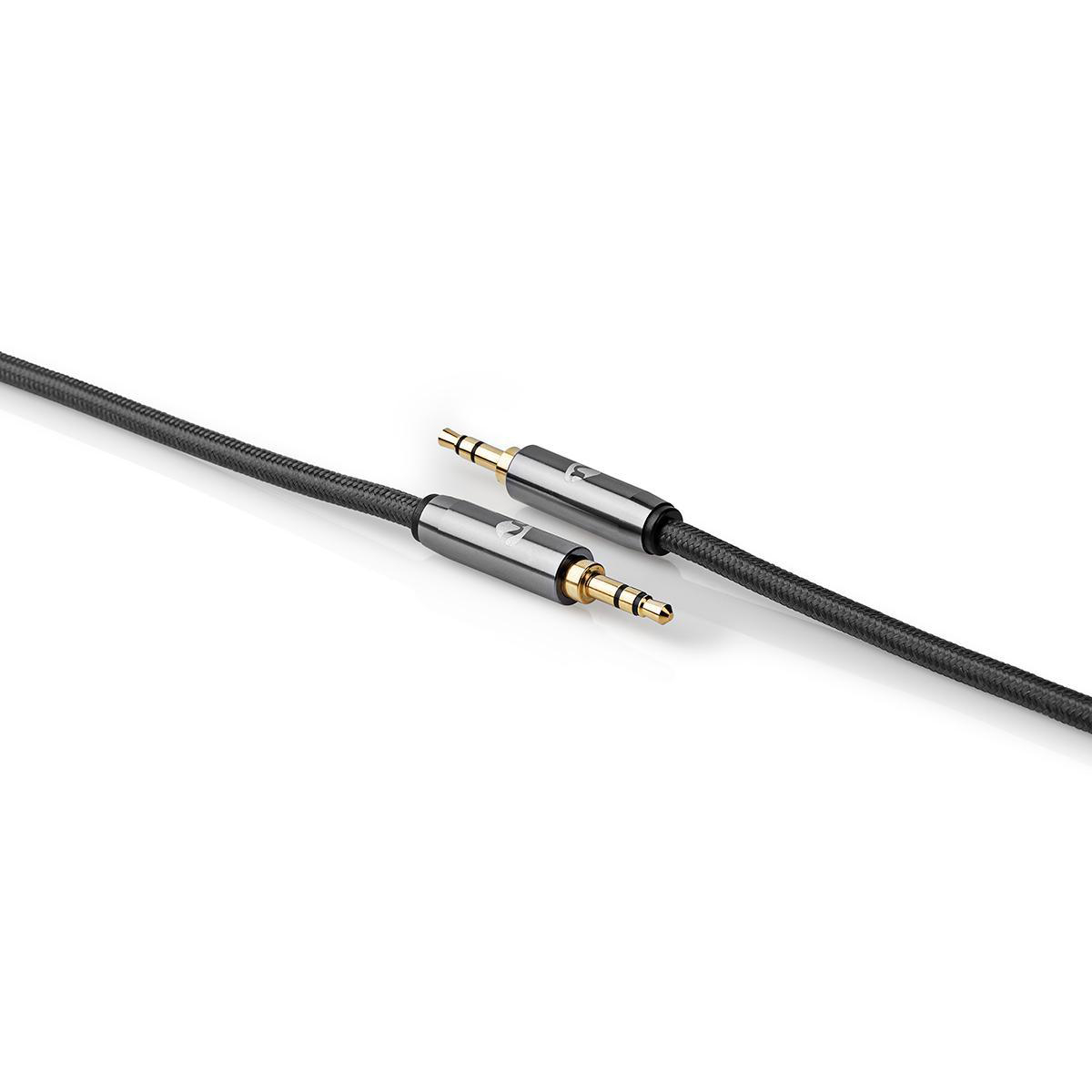 Stereo-Audiokabel | 3,5 mm Male - 3,5 mm Male | Gun Metal Grey | Gevlochten kabel - Afbeelding 4