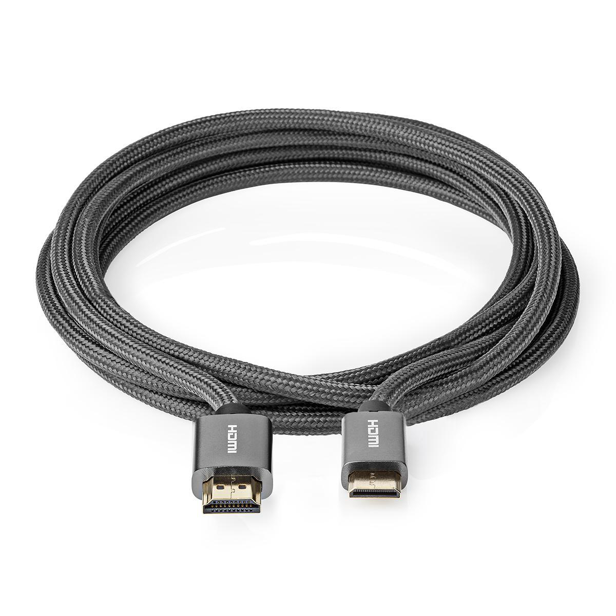 High Speed HDMI-Kabel met Ethernet | HDMI-Connector - HDMI-Ministekker | Gun Metal Grey | Gevlochten Kabel - Afbeelding 3