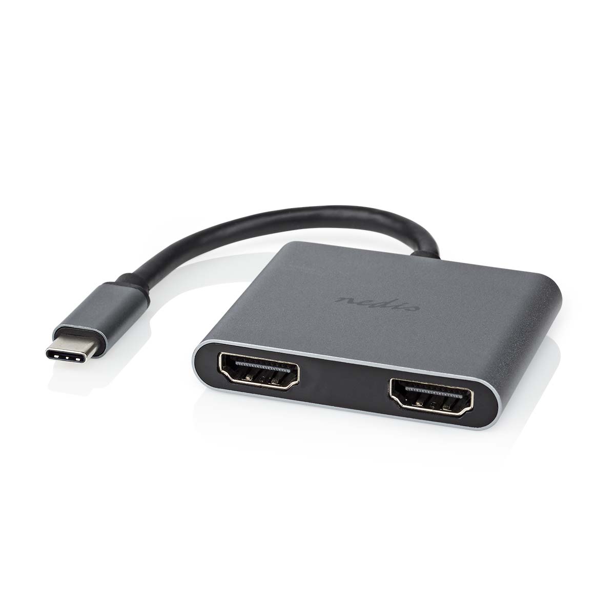 USB Multi-Port Adapter | USB 3.2 Gen 1 | USB-C Male | 2x HDMI | 0.10 m | Rond | Vernikkeld | PVC | Zwart - Afbeelding 3