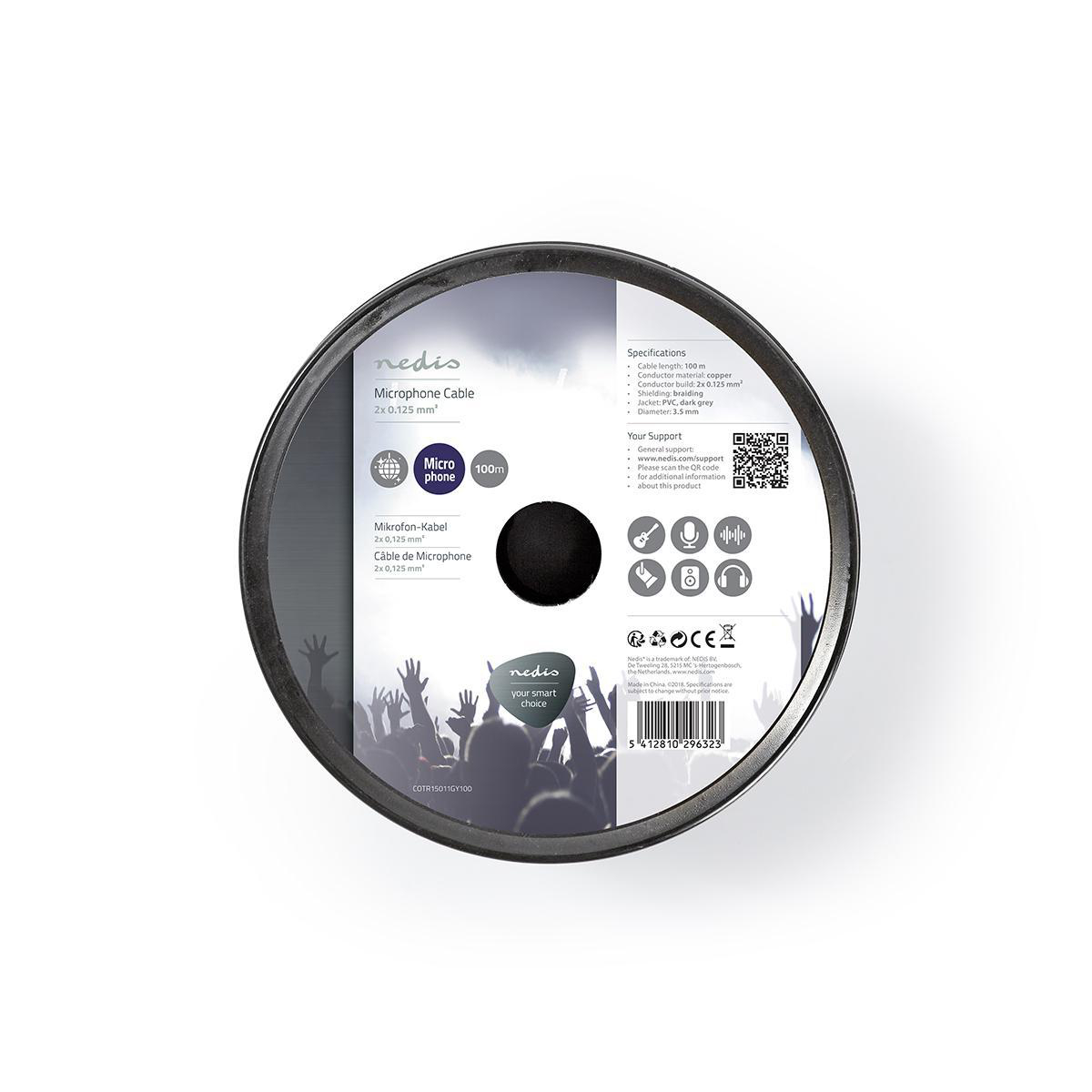 Microfoonkabel | 2x 0.12 mm² | Koper | 100.0 m | Rond | PVC | Donkergrijs | Rol - Afbeelding 3