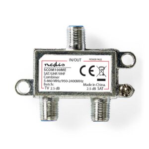 Satelliet-Combiner | 2 naar 1 | F-connector | VHF/UHF: 5 - 860 MHz | Satelliet: 950 - 2400 MHz