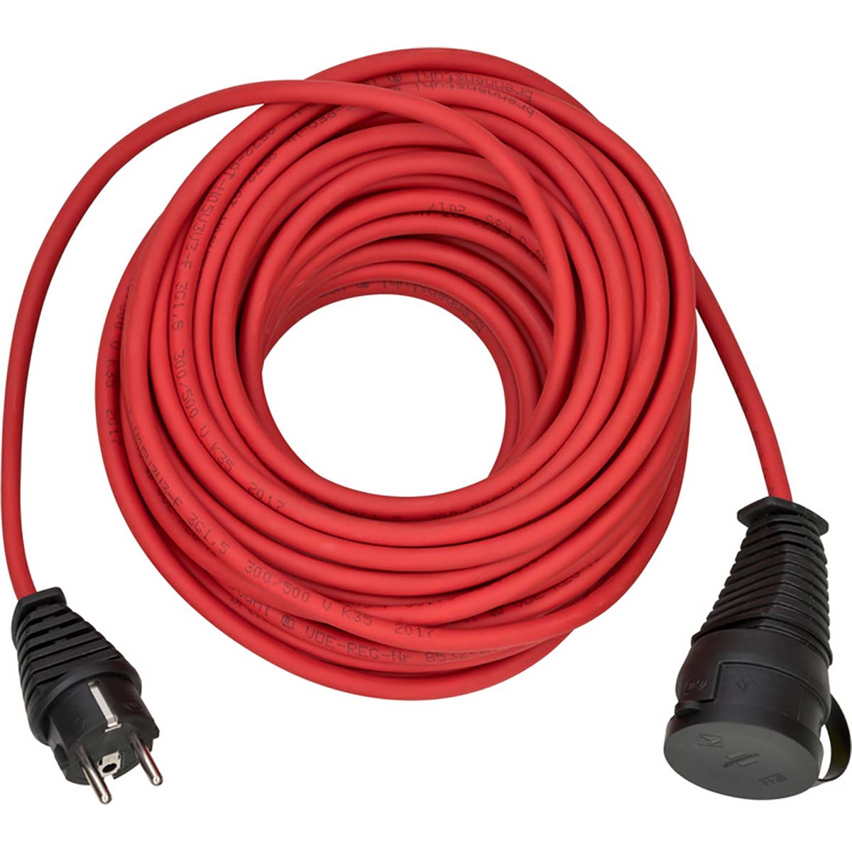 BREMAXX® outdoor verlengkabel (20m kabel in rood, voor kort buitengebruik IP44, toepasbaar tot 35 ºC, olie en UV bestendig)