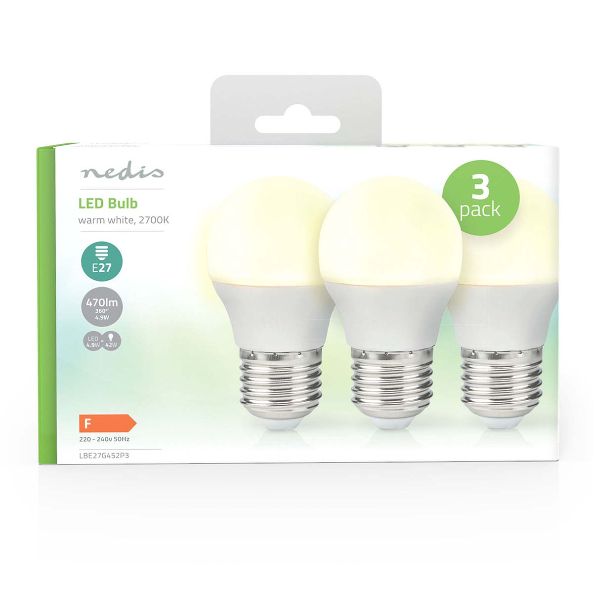 LED-Lamp E27 | G45 | 4.9 W | 470 lm | 2700 K | Warm Wit | 3 Stuks - Afbeelding 3
