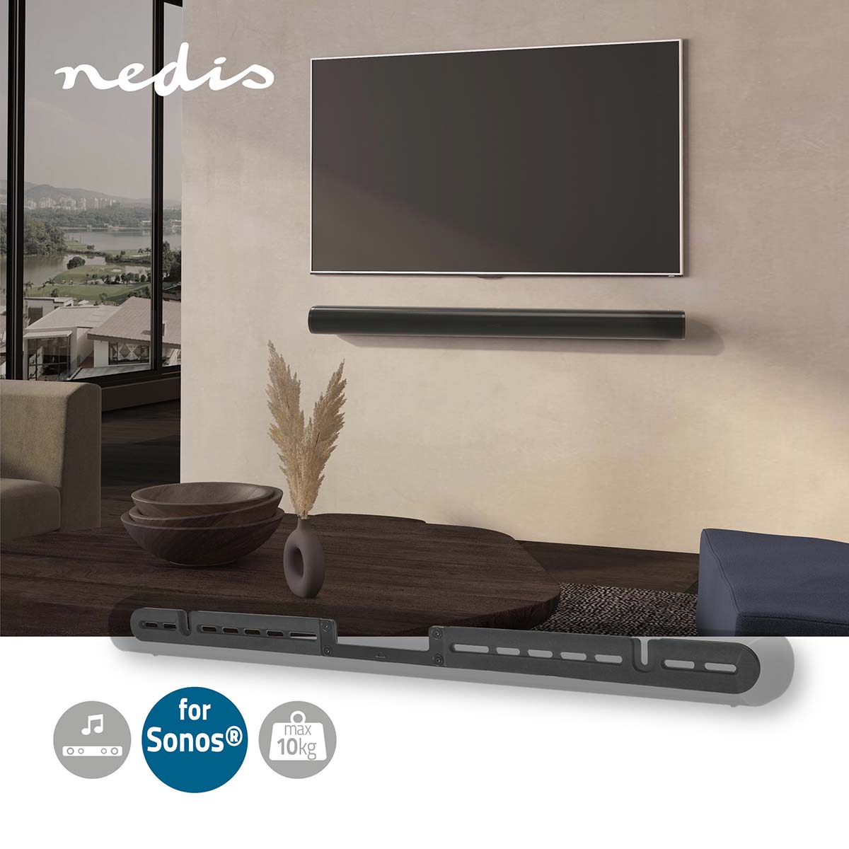 Soundbar Beugel | Sonos® Arc™ | Wand | 10 kg | Vast | ABS / Staal | Zwart - Afbeelding 2