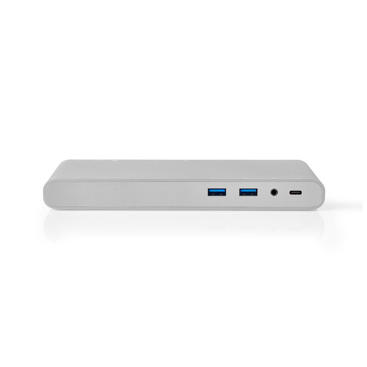 USB Type-C Multi Docking | Type-C Male - 4x USB 3.0 A Female + HDMI-uitgang + VGA Female + DisplayPort Female + RJ45 (8P8C) Female + USB Type-C Female | 0,2 m | Aluminium