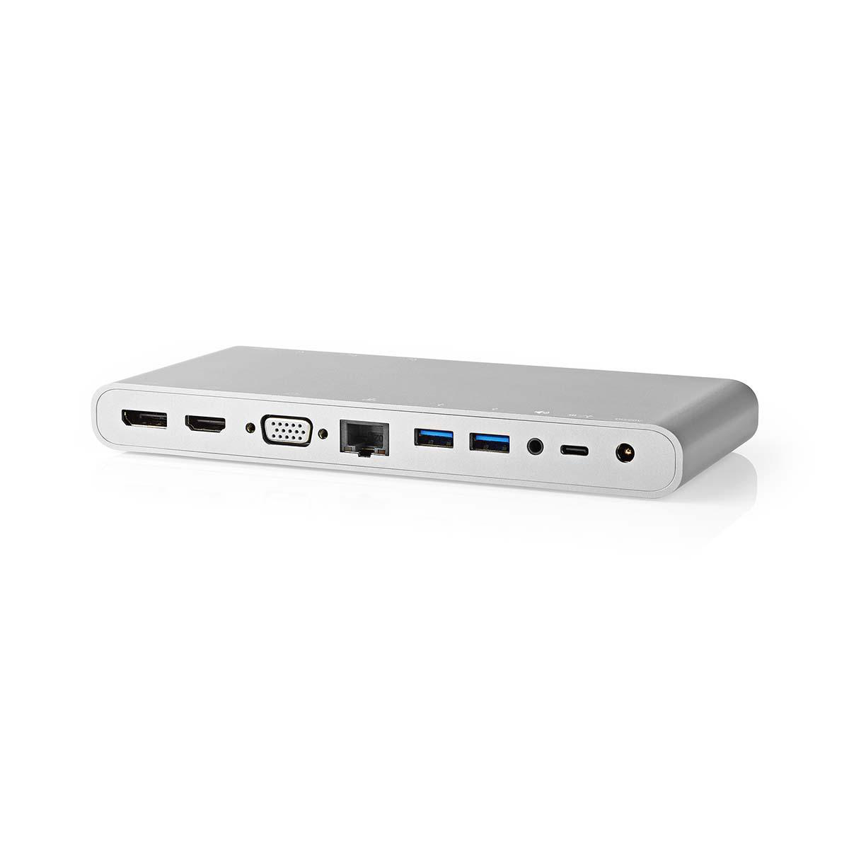 USB Type-C Multi Docking | Type-C Male - 4x USB 3.0 A Female + HDMI-uitgang + VGA Female + DisplayPort Female + RJ45 (8P8C) Female + USB Type-C Female | 0,2 m | Aluminium - Afbeelding 6