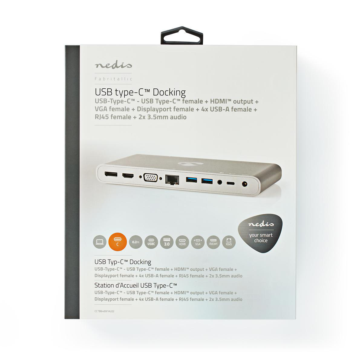 USB Type-C Multi Docking | Type-C Male - 4x USB 3.0 A Female + HDMI-uitgang + VGA Female + DisplayPort Female + RJ45 (8P8C) Female + USB Type-C Female | 0,2 m | Aluminium - Afbeelding 8