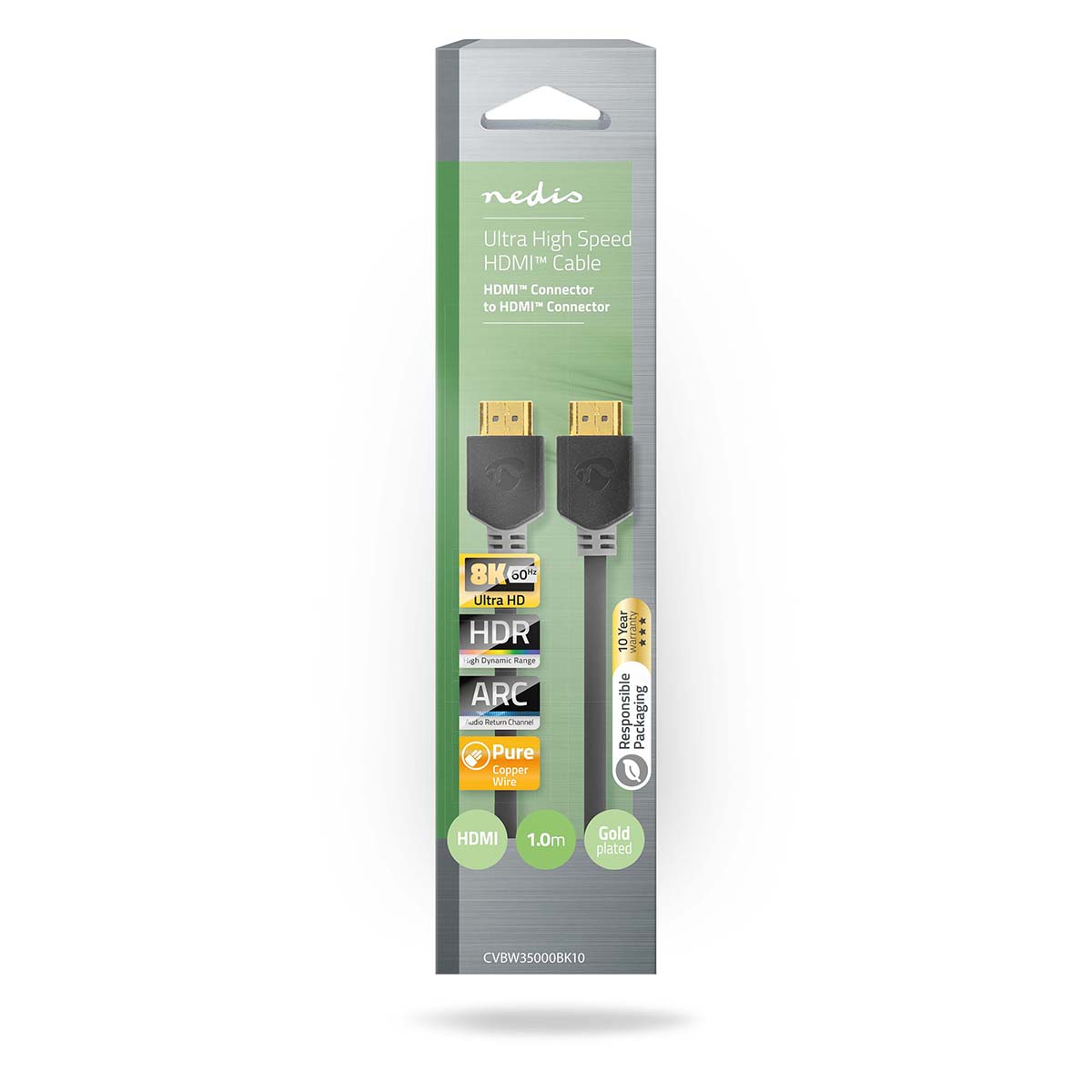 Ultra High Speed HDMI-Kabel | HDMI-Connector - HDMI-Connector | 1,00 m | Antraciet - Afbeelding 3