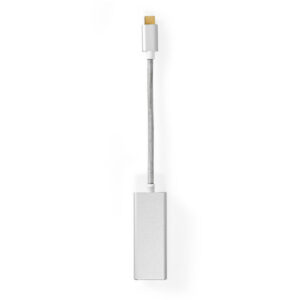 USB-Adapter | USB 3.2 Gen 1 | USB Type-C Male | RJ45 Female | Verguld | Recht | 0.20 m | Rond | Gebreid / Nylon | Aluminium | Zilver | Cover Window Box