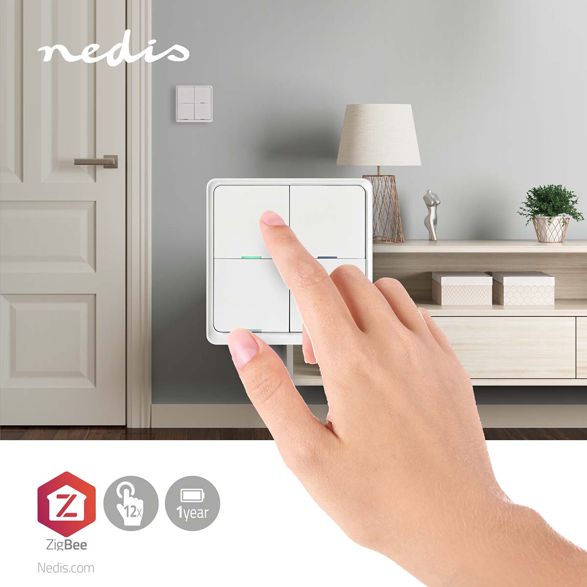 SmartLife Wandschakelaar | Zigbee 3.0 | Muurmontage | Android / IOS | Kunststof | Wit - Afbeelding 2