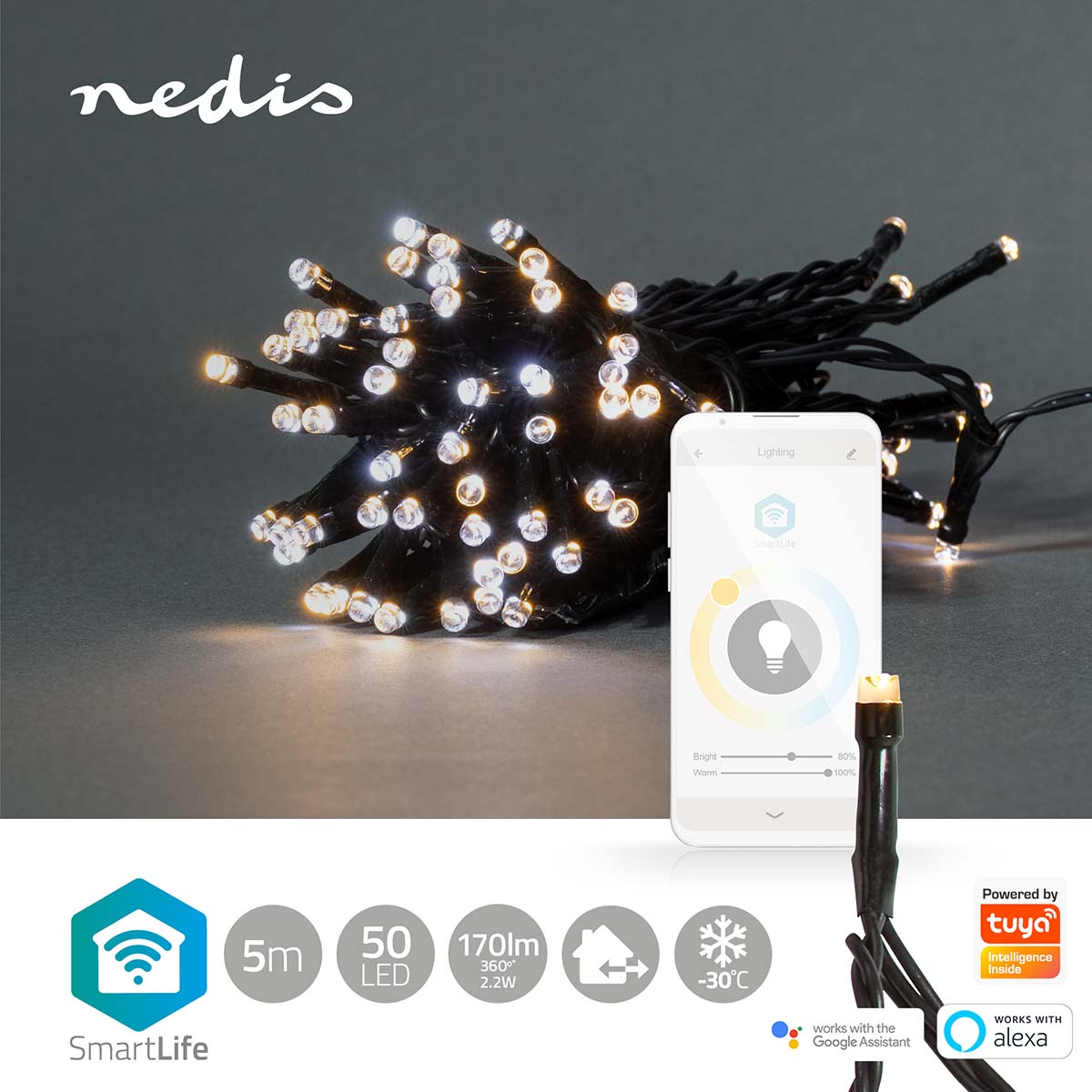 SmartLife Decoratieve LED | Wi-Fi | Warm tot koel wit | 50 LED's | 5.00 m | Android / IOS - Afbeelding 2