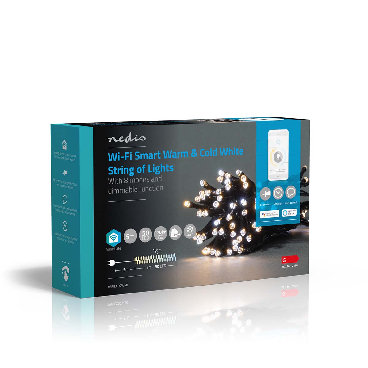 SmartLife Decoratieve LED | Wi-Fi | Warm tot koel wit | 50 LED's | 5.00 m | Android / IOS - Afbeelding 11