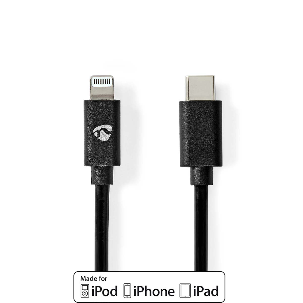 Lightning Kabel | USB 2.0 | Apple Lightning 8 Pins | USB C Male | 480 Mbps | Vernikkeld | 1.00 m | Rond | PVC | Zwart | Envelop