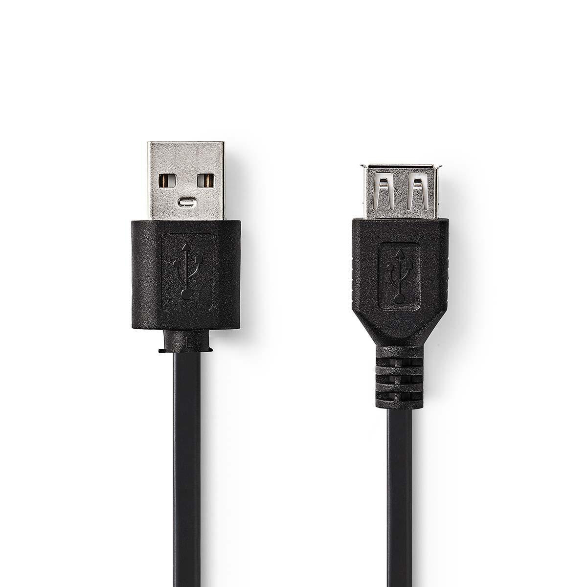 Kabel USB 2.0 | A male USB A female | 3,0 m | Zwart