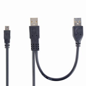 Dubbele USB A naar Mini-USB kabel, 0,9 m