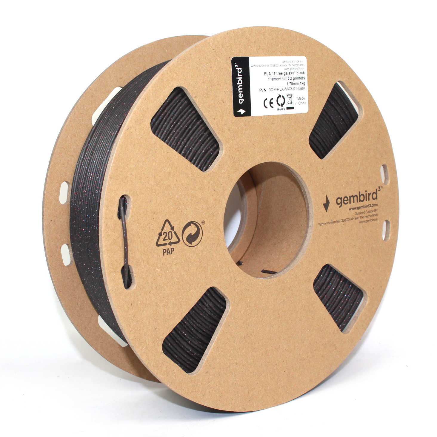 PLA 'Three Galaxy' Zwart 1.75 mm, 1 kg - Afbeelding 6