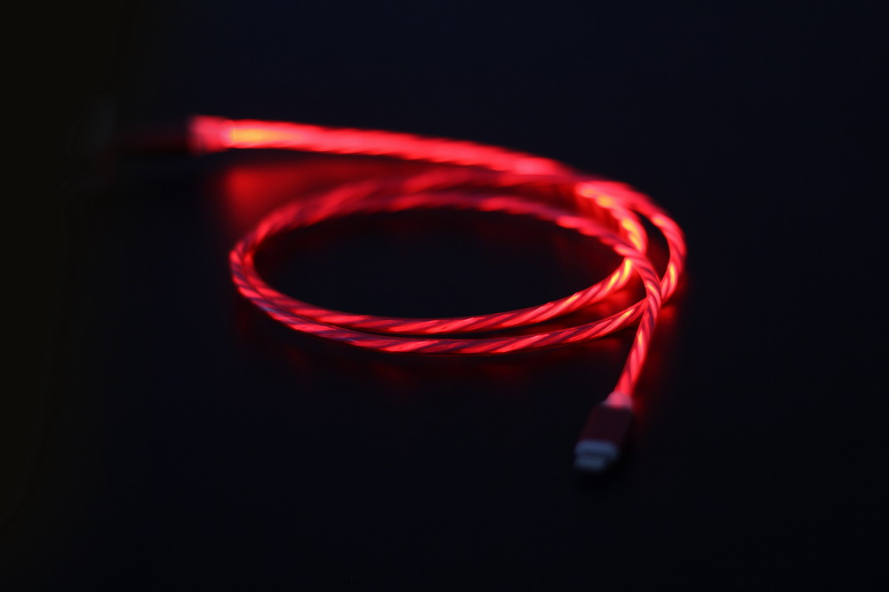 USB 8-pins laad- en datakabel met LED-lichteffect, 1m - Afbeelding 4