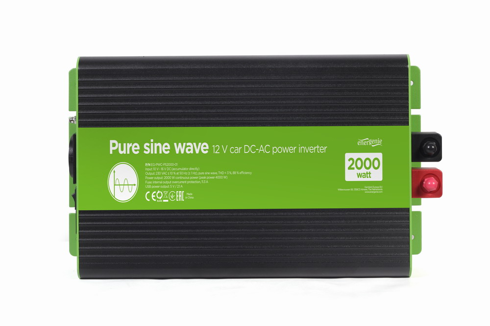 12 V DC-AC omvormer met zuivere sinusgolf, 2000 W - Afbeelding 3