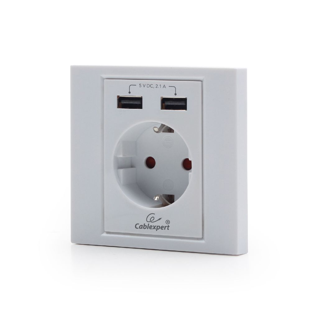 Inbouwstopcontact met 2X USB, 2.4 A, wit - Afbeelding 4