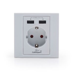 Inbouwstopcontact met 2X USB, 2.4 A, wit