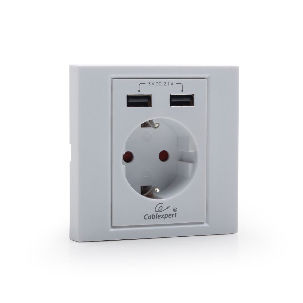 Inbouwstopcontact met 2X USB, 2.4 A, wit - Afbeelding 3