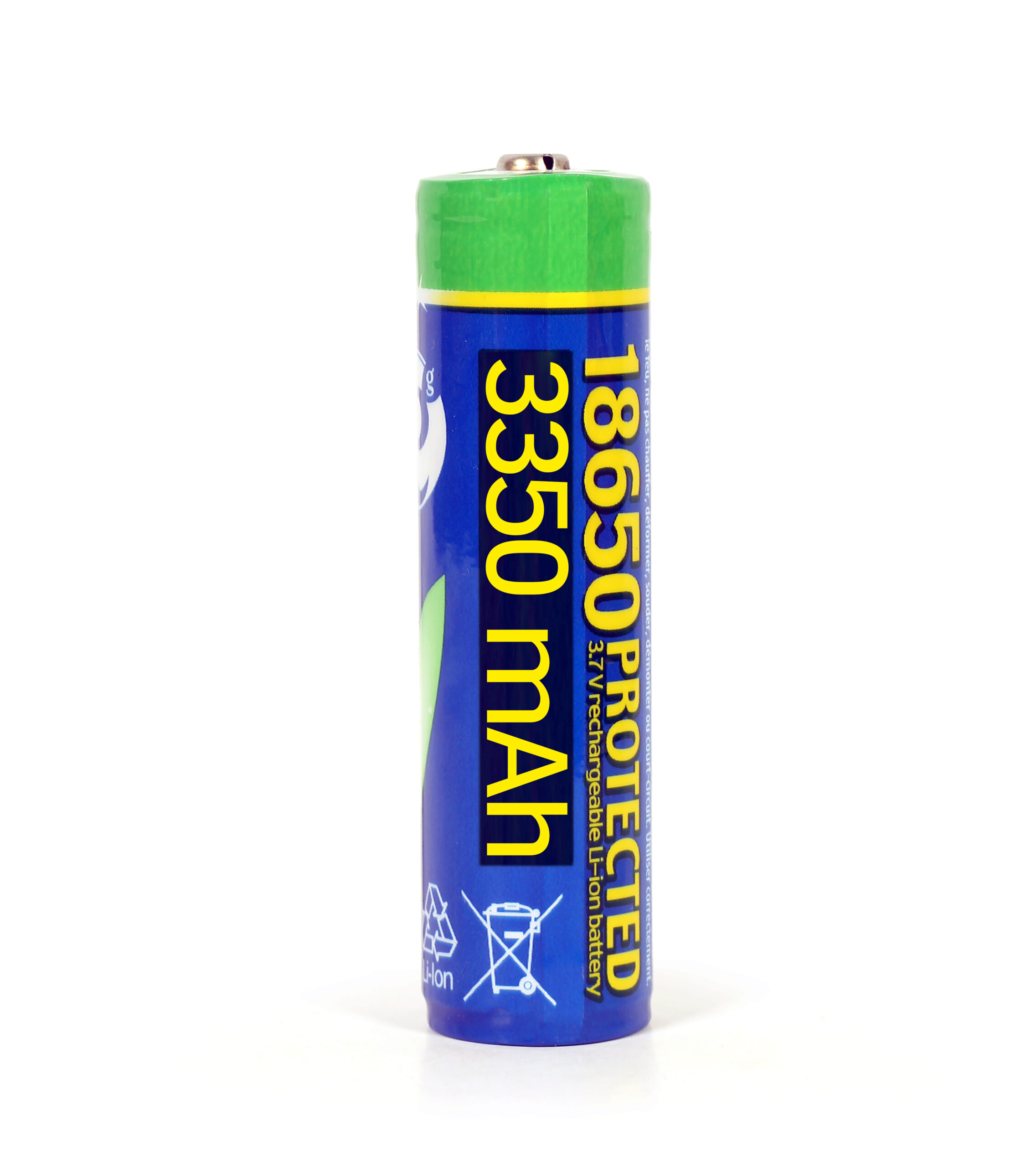 Lithium-ion 18650 batterij, beveiligd, 3350mAh