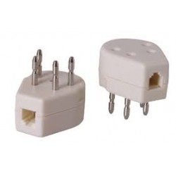 Telephone cable adapter, PTT male to RJ11 female, white