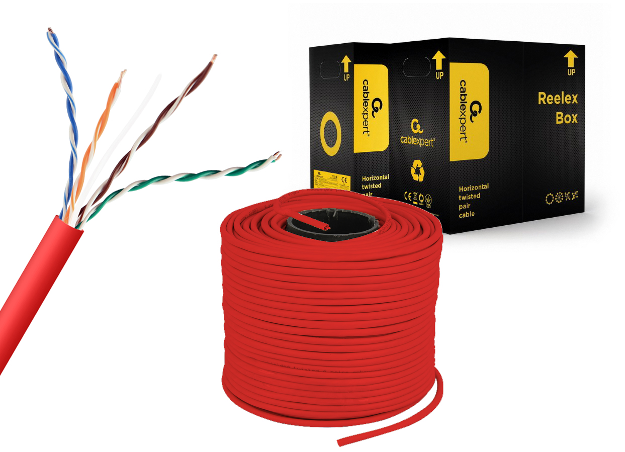 UTP Cat5E Lan-kabel (CCA) stug, 305 meter - Rood - Afbeelding 4
