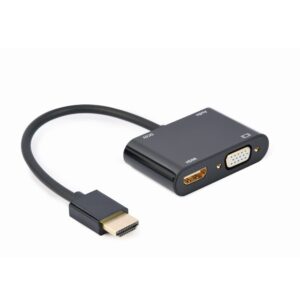 HDMI male naar HDMI female + VGA female + audio adapterkabel, zwart